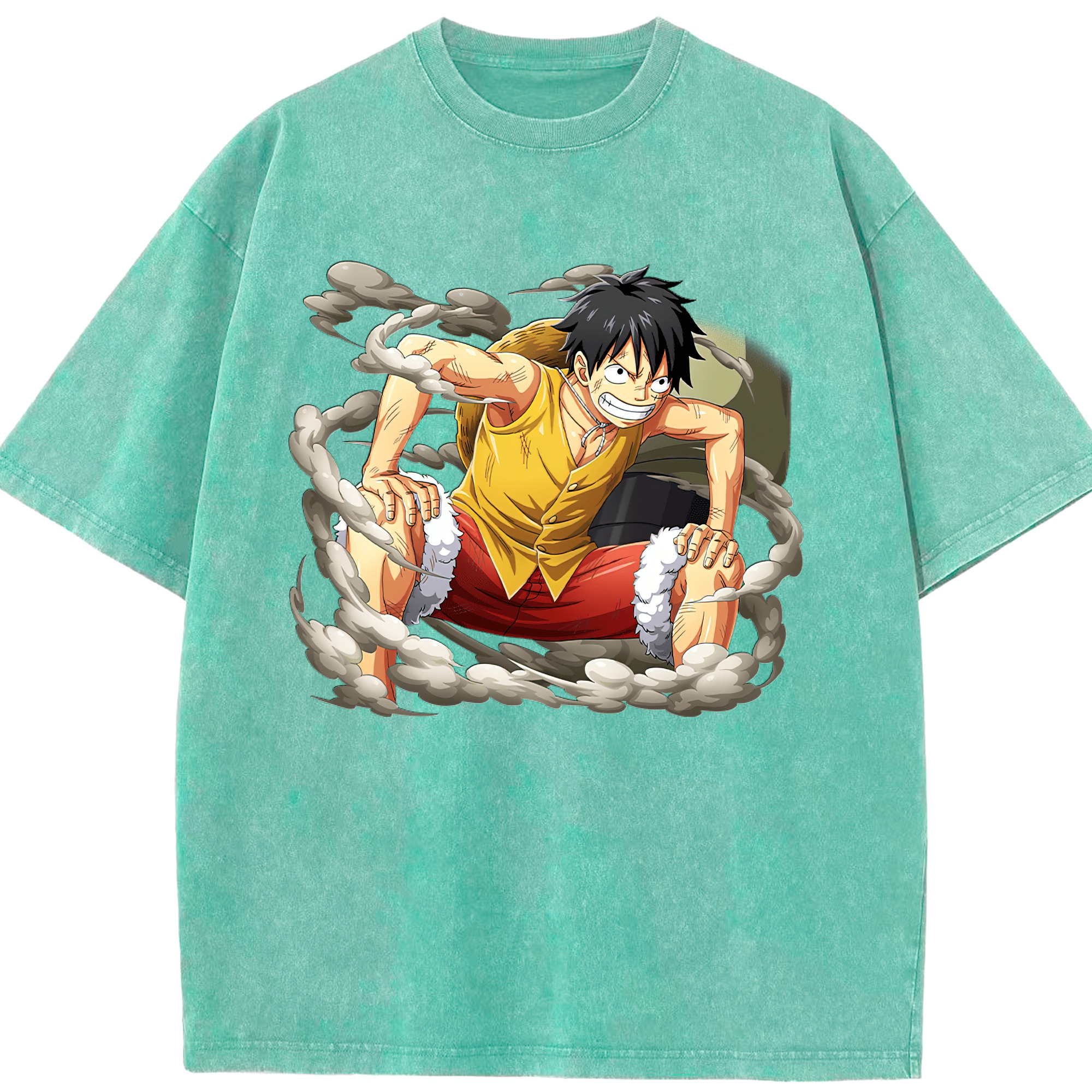 ワンピース モンキー・D・ルフィ ONE PIECE Monkey D. Luffy 綿100% ヴィンテージ風 半袖Tシャツ（フロントプリント）